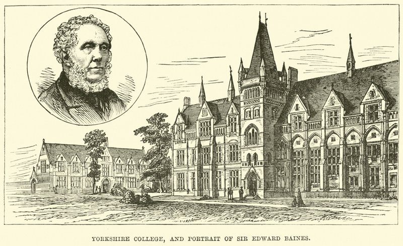 Yorkshire College e retrato de Sir Edward Baines de English School