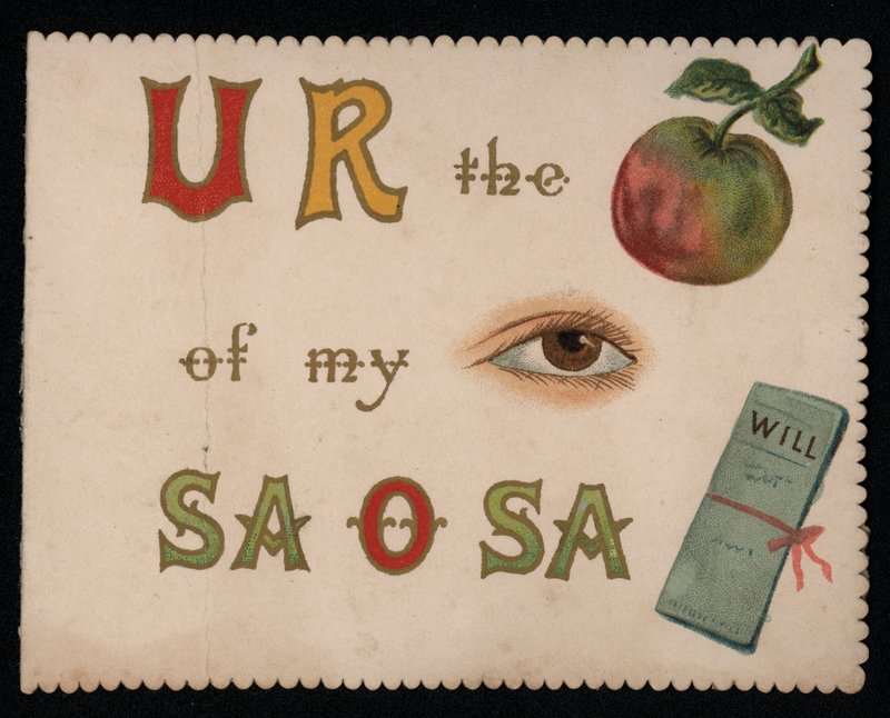 "És a maçã do meu olho", cartão de felicitações. (chromolitho) de English School