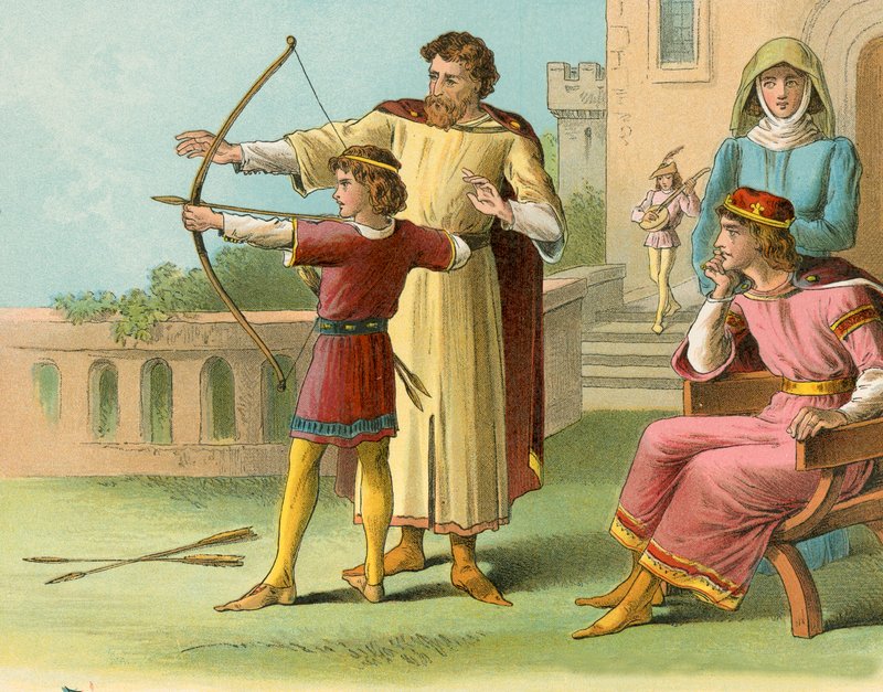 O jovem Robert the Bruce sendo educado na corte inglesa de English School