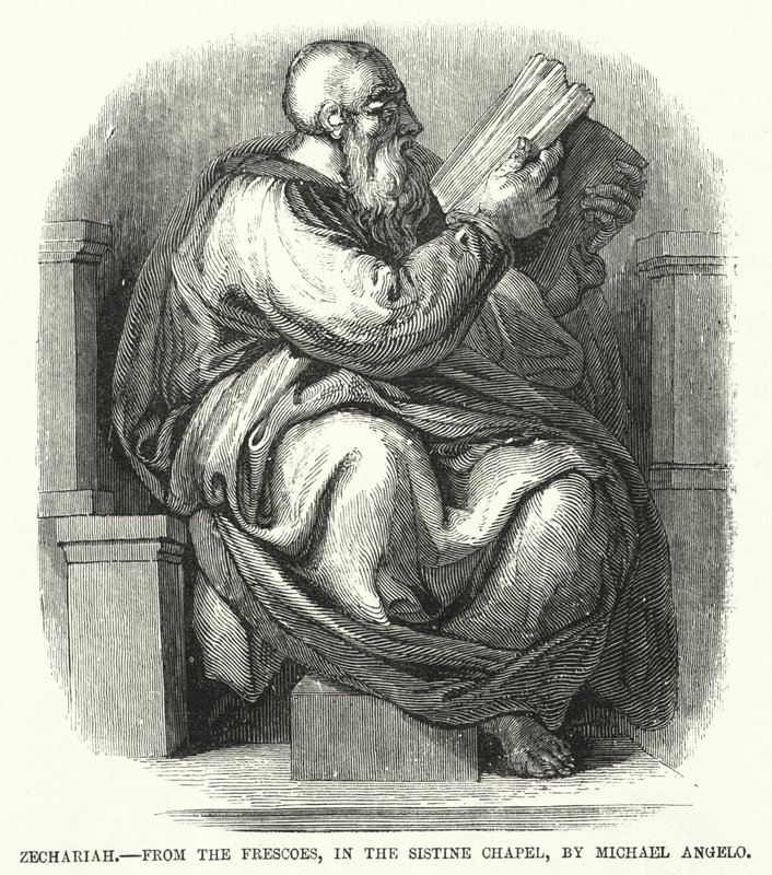 Zechariah, do Fresco, na Capela Sistina, de Michael Angelo (gravura) de English School