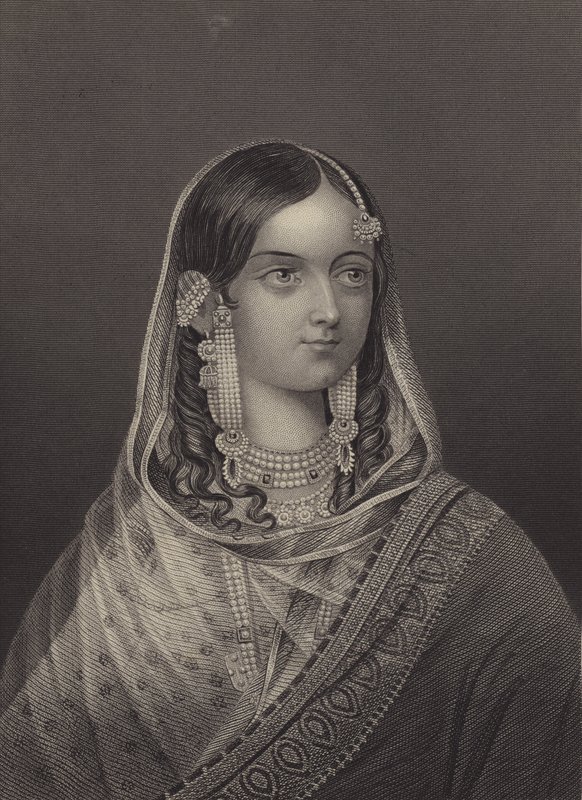 Zinat Mahal, esposa favorita de Bahadur Shah II, último imperador mogol (gravura) de English School