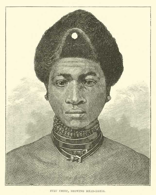 Chefe zulu, mostrando a cabeça de English School