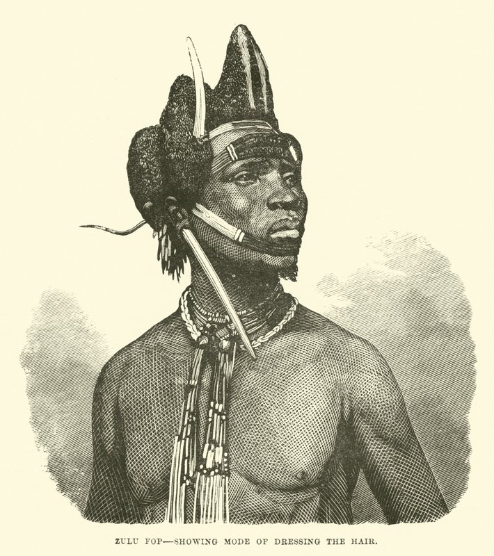 Zulu fop, mostrando o modo de vestir o cabelo de English School