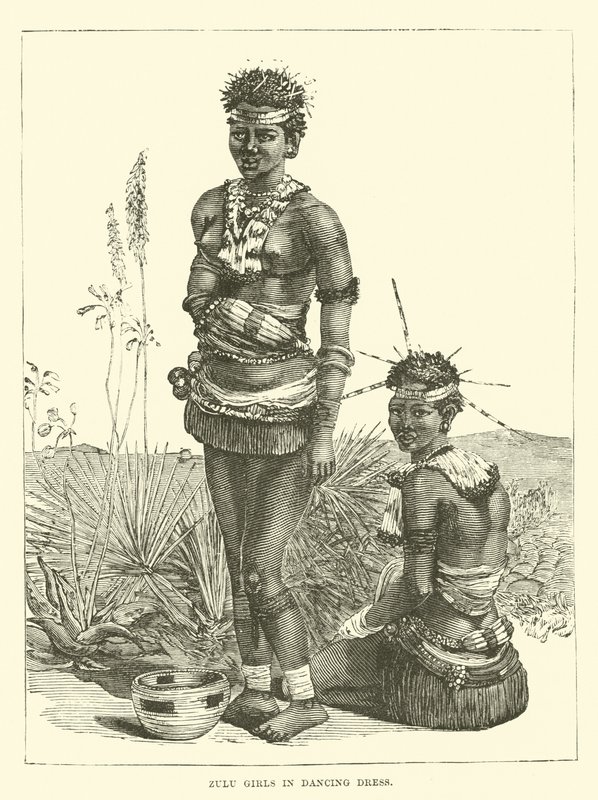 Meninas Zulu em vestido de dança de English School