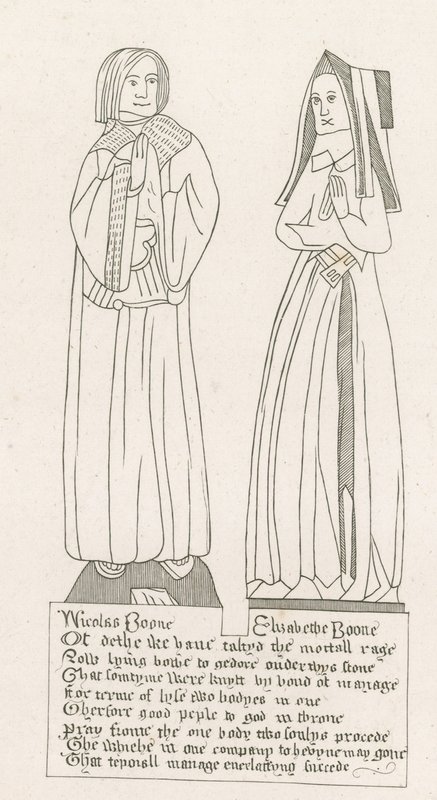 estátua, túmulo de Nicholas Boone e Elizabeth Boone de English School