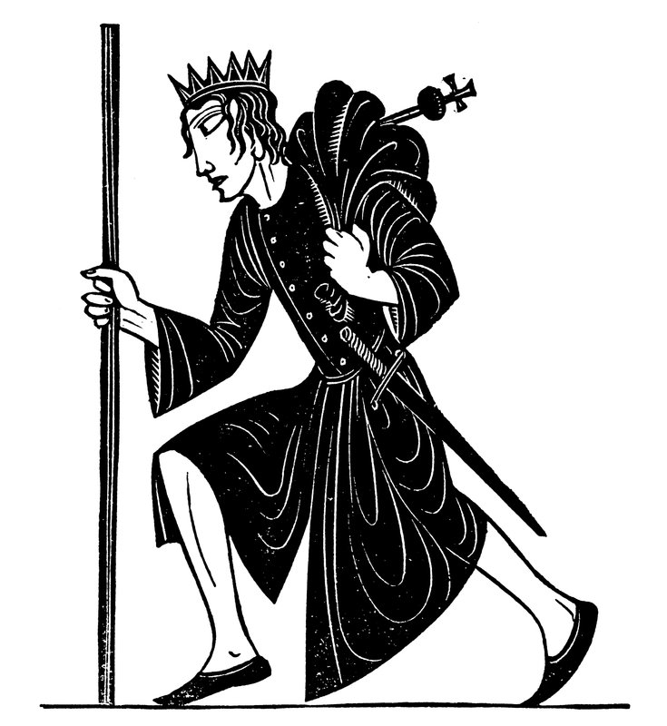 Ilustração de título para o Rei Henrique IV, Primeira Parte, de William Shakespeare (litografia) de Eric Gill
