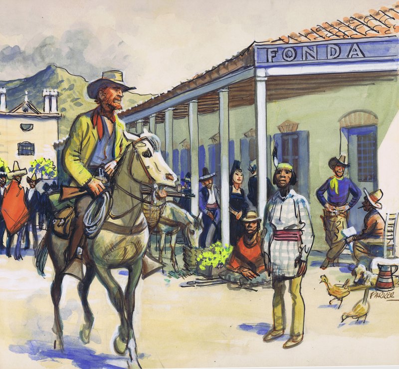 La Fonda, Santa Fé (guache sobre papel) de Eric Parker