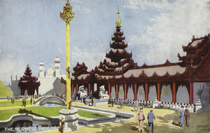 O Pavilhão Birmanês, Exposição do Império Britânico, Wembley, 1924 de Ernest Coffin