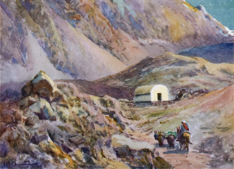 Antiga cabana de refúgio nos Andes de Ernest William Christmas
