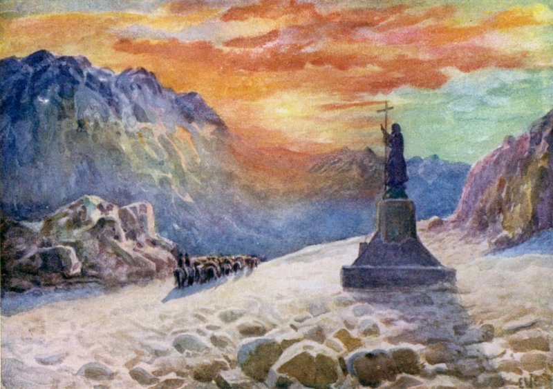 A, estátua, de, christ, ligado, a, Argentine-Chilian, fronteira, amanhecer de Ernest William Christmas