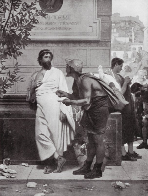 Aristides e o camponês (litografia) de Ernest (1818 87) Hillemacher