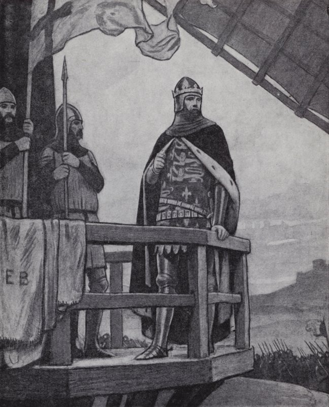 Rei Eduardo III na Batalha de Crecy, França, 26 de Agosto de 1346 (litho) de Ernest (after) Board