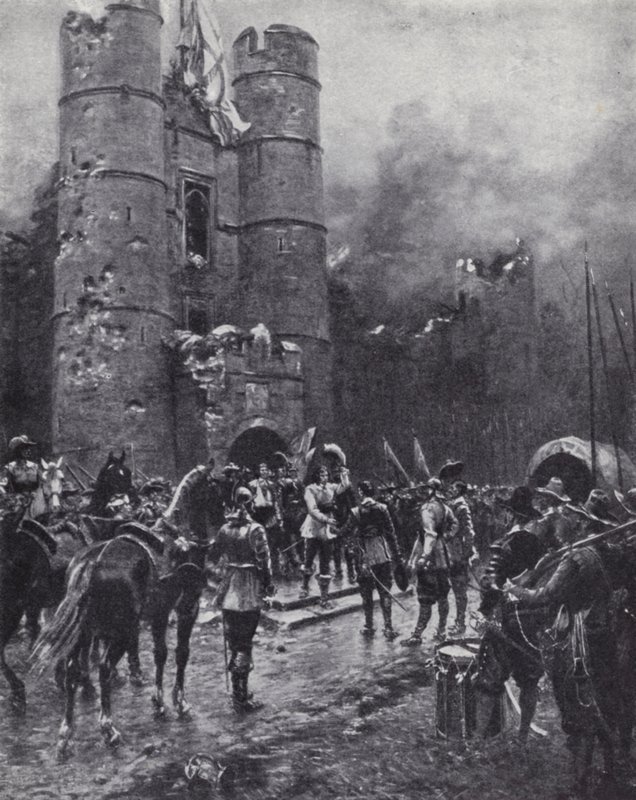 Cerco de 18 meses do Castelo de Donnington, Berkshire, durante a Guerra Civil Inglesa de Ernest (after) Crofts