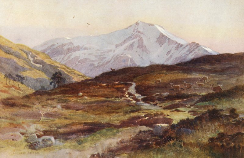 Ben Lui, em abril, de Strath Fillan (litografia a cores) de Ernest Edward Briggs