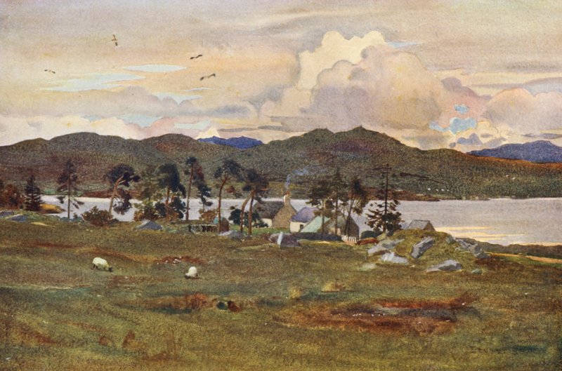 Lochinvar, com a casa do guarda (litografia a cores) de Ernest Edward Briggs