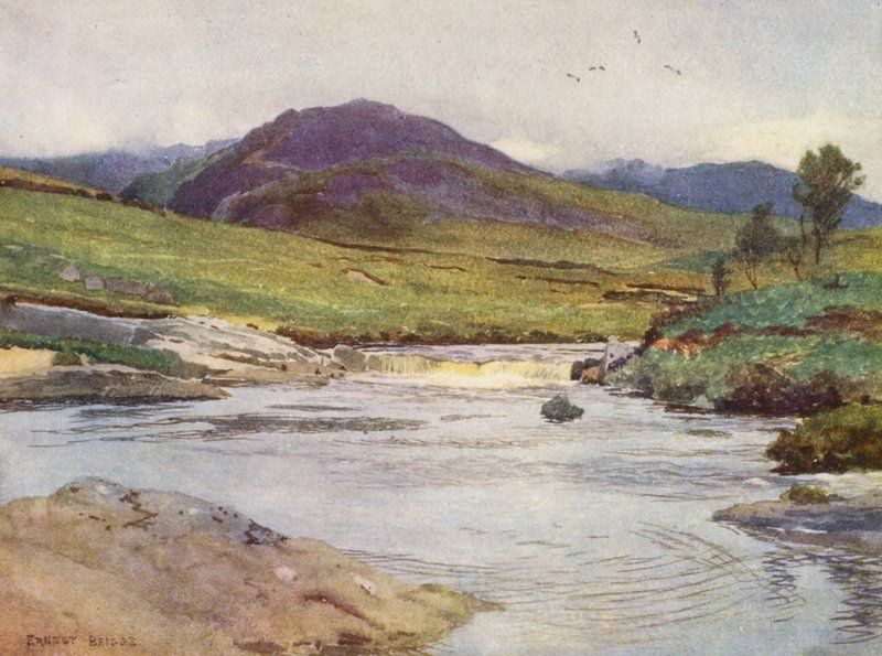A água negra de Dee acima da ponte (litografia a cores) de Ernest Edward Briggs