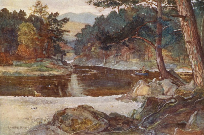 O rio Tummel em Pitlochry (litografia a cores) de Ernest Edward Briggs