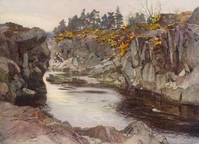 O desfiladeiro abaixo do Linn (litografia a cores) de Ernest Edward Briggs