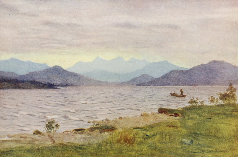 O lago de Kinloch-Rannoch (litografia a cores) de Ernest Edward Briggs