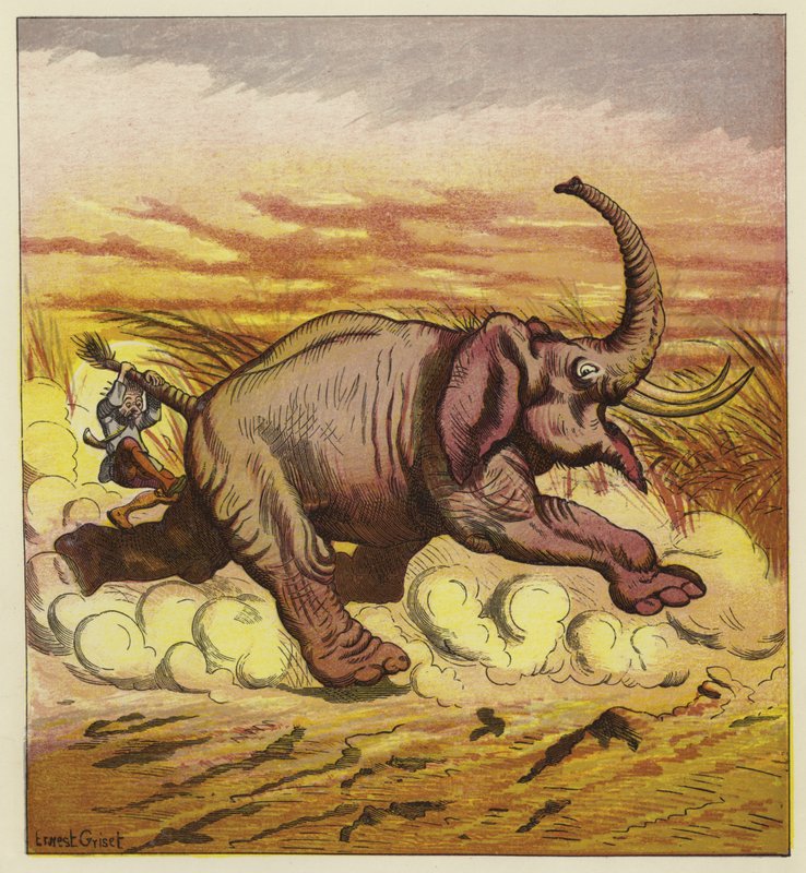 Jim Bold e um elefante enfurecido de Ernest Henry Griset