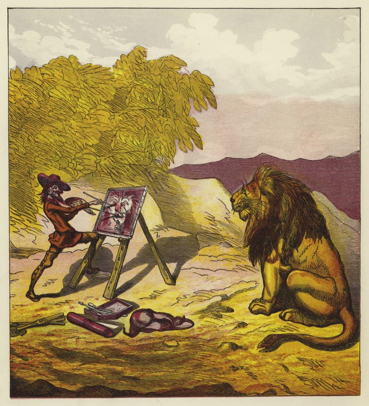 John Bold pintando o leão de Ernest Henry Griset