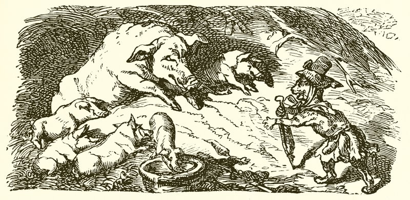 A águia, o gato e a porca de Ernest Henry Griset
