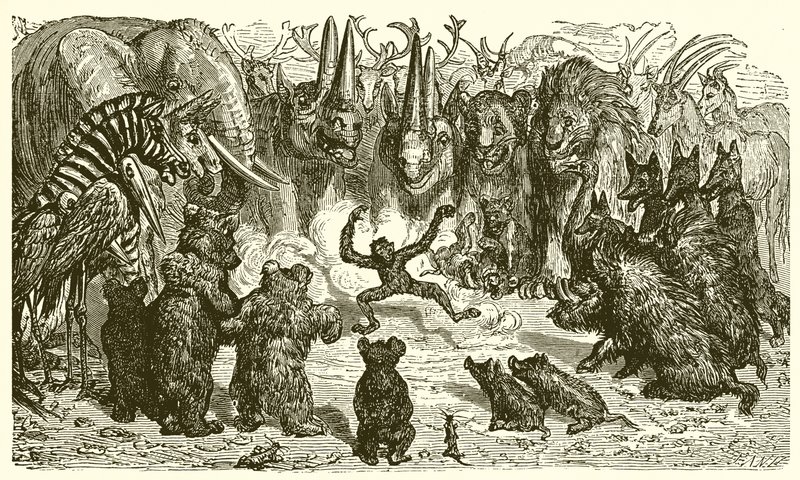 A raposa e o macaco de Ernest Henry Griset