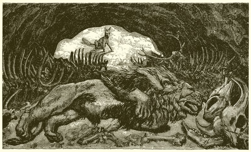 A Raposa e o Leão Doente de Ernest Henry Griset