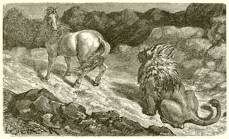 O cavalo e o leão de Ernest Henry Griset