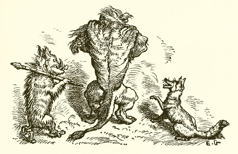 O Leão, a Raposa e o Lobo de Ernest Henry Griset
