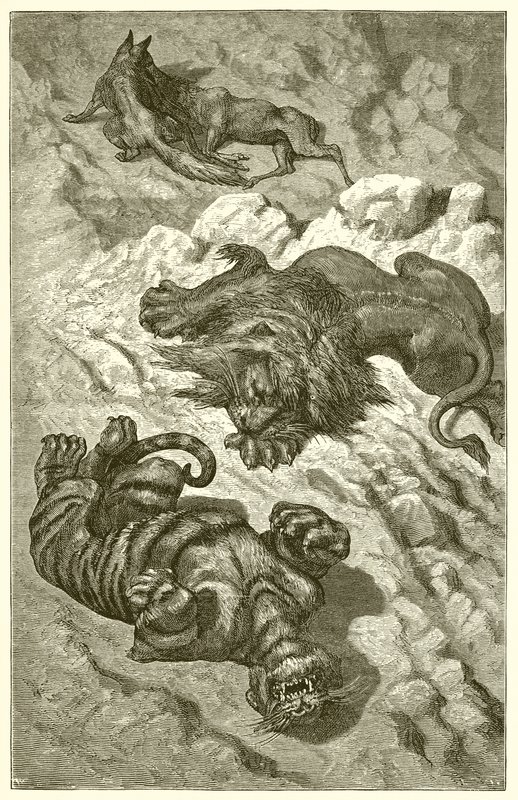 O Leão, o Tigre e a Raposa de Ernest Henry Griset