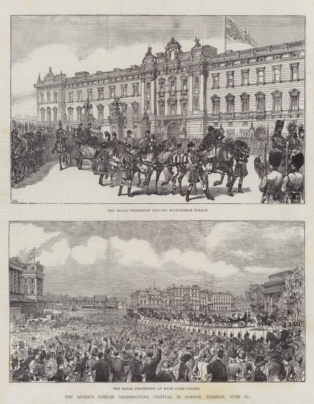 O Jubileu da Rainha do Dia de Ação de Graças em Londres, terça-feira, 21 de junho de Ernest Henry Griset