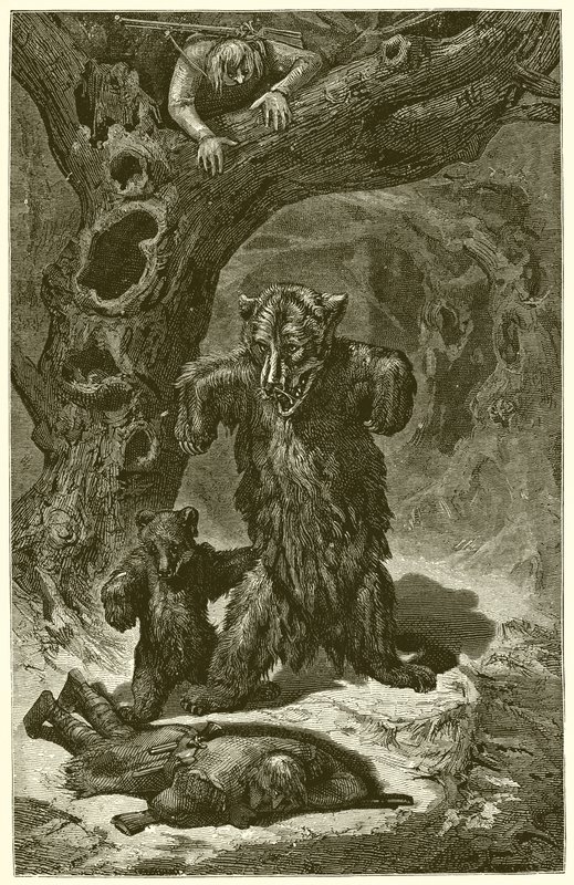Os viajantes e o urso de Ernest Henry Griset