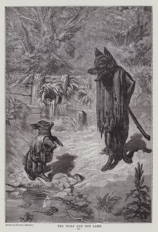 O Lobo e o Cordeiro (gravura) de Ernest Henry Griset