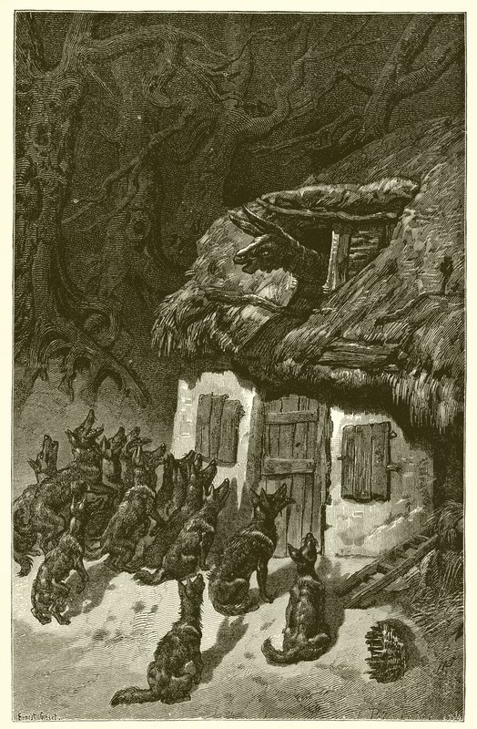 Os lobos e o burro doente de Ernest Henry Griset