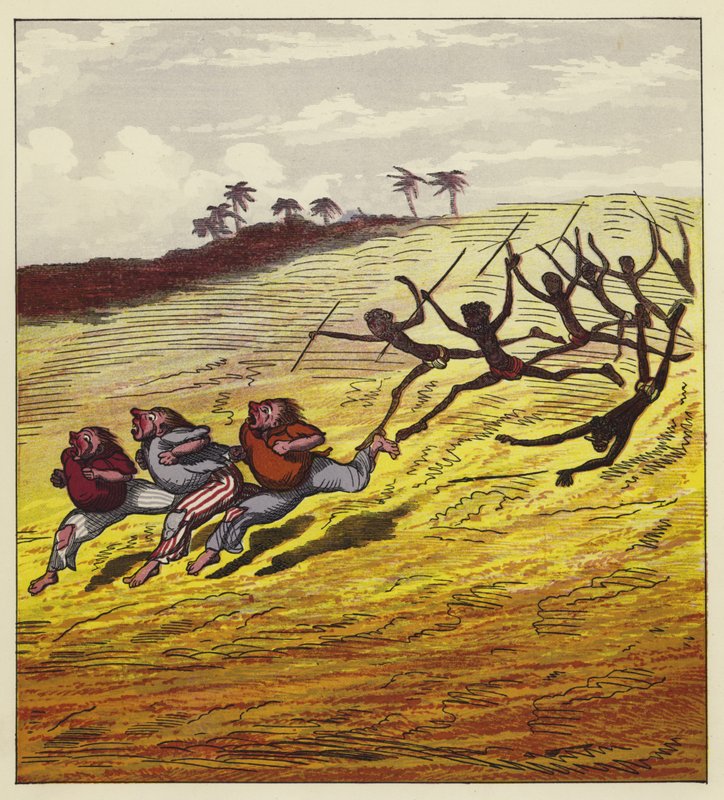 Os três marinheiros perseguidos por canibais de Ernest Henry Griset