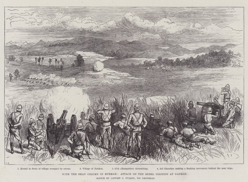 Com a Coluna Shan em Burmah, Ataque à Posição Rebelde em Nankon de Ernest Henry Griset