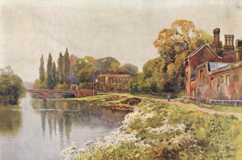 Em Hampton Court (cor litho) de Ernest William Haslehust