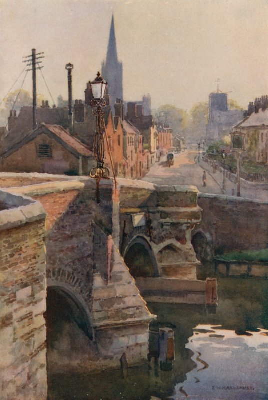 Ponte do Bispo, Norwich (lito colorido) de Ernest William Haslehust