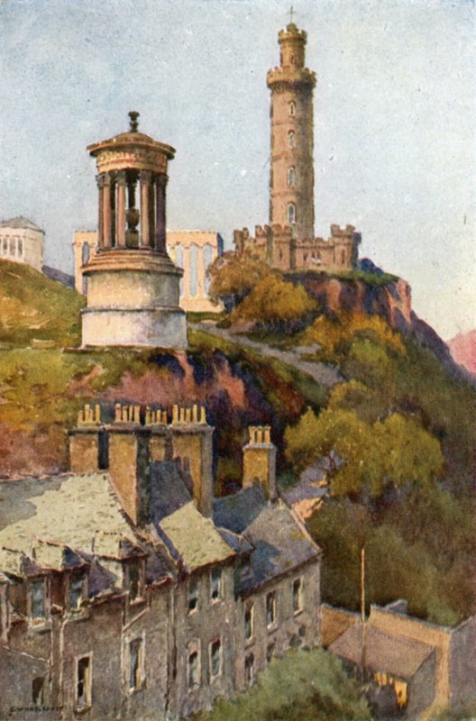 Calton Hill (lito colorido) de Ernest William Haslehust