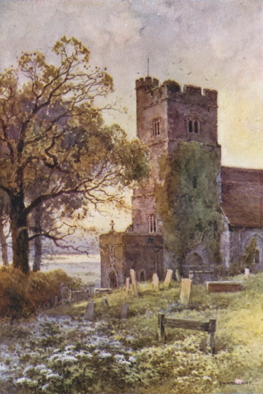 Igreja de giz (lito a cores) de Ernest William Haslehust