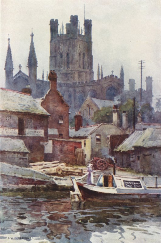 Catedral de Chester do Canal (lito colorido) de Ernest William Haslehust
