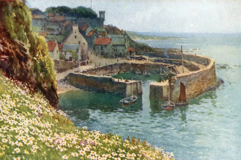 Crail Harbour (cor litho) de Ernest William Haslehust