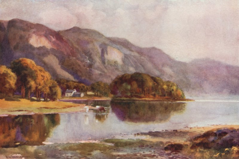 Derwentwater from Friars Crag (cor litho) de Ernest William Haslehust