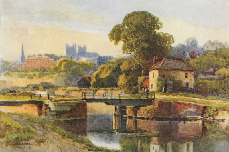 Exeter do Canal (lito a cores) de Ernest William Haslehust