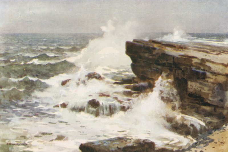 Filey Brigg (lito colorido) de Ernest William Haslehust