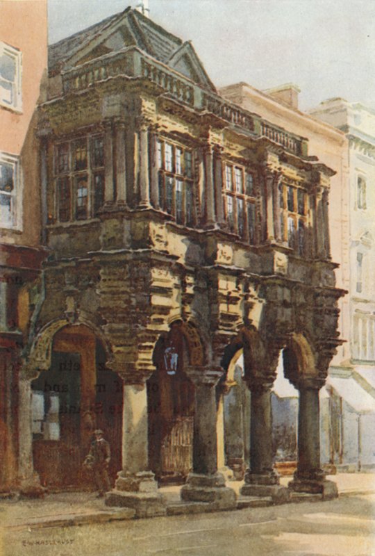 Guildhall Porch (lito colorido) de Ernest William Haslehust
