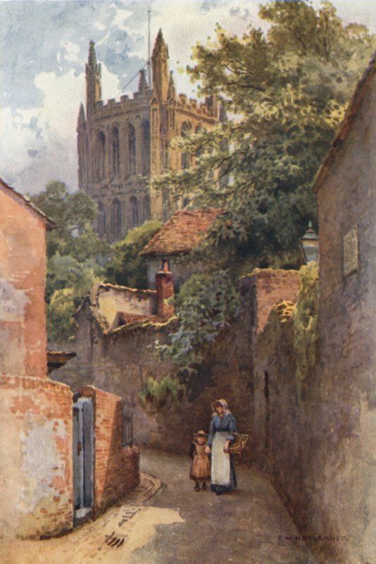 Gwynne Street do local de nascimento de Nell Gwynne (lito colorido) de Ernest William Haslehust