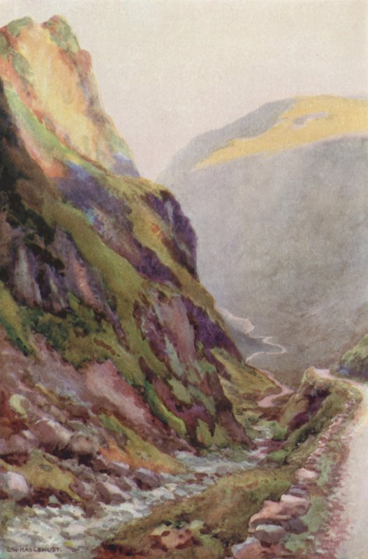 Honister Pass Dawn (cor litho) de Ernest William Haslehust