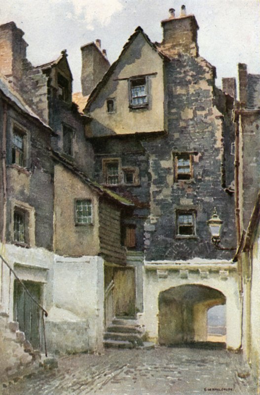 Em Bakehouse Close: Residência do Marquês de Huntly (lito a cores) de Ernest William Haslehust